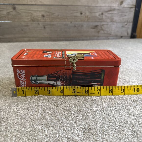 Vntg Coca Cola "1886" School Gym Locker Tin With Lock And Two Keys Unique Print - Picture 7 of 9